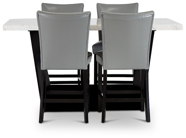 Auburn White High Table & 4 Gray Upholstered Barstools (2)