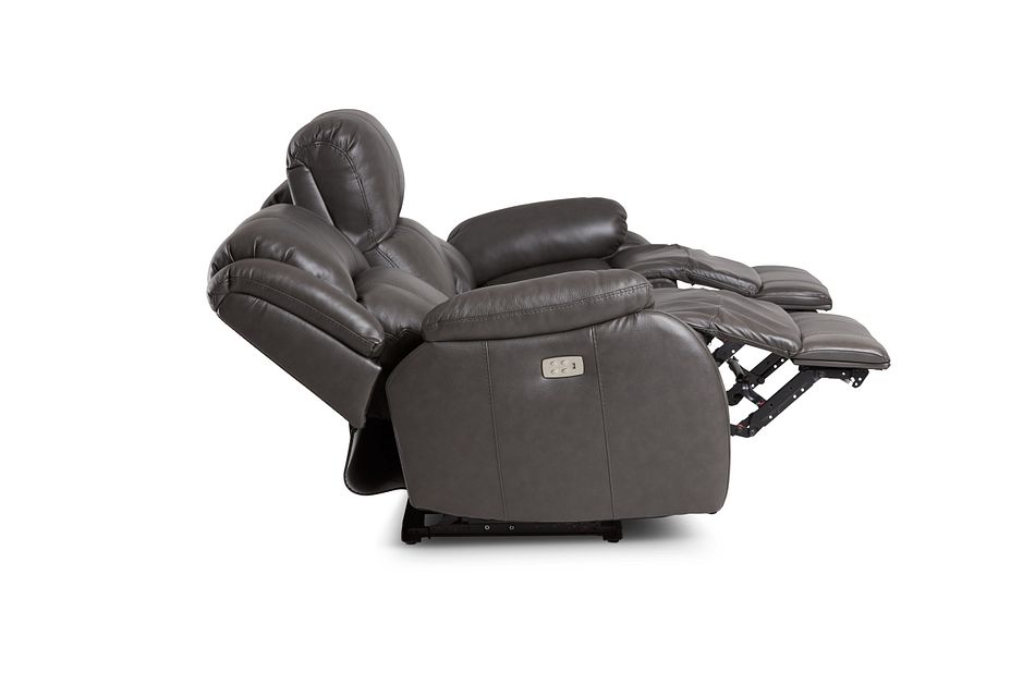 Dalton Dark Gray Lthr Vinyl Power Reclining Sofa