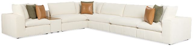 Cruz White Fabric 6-piece Modular Sectional