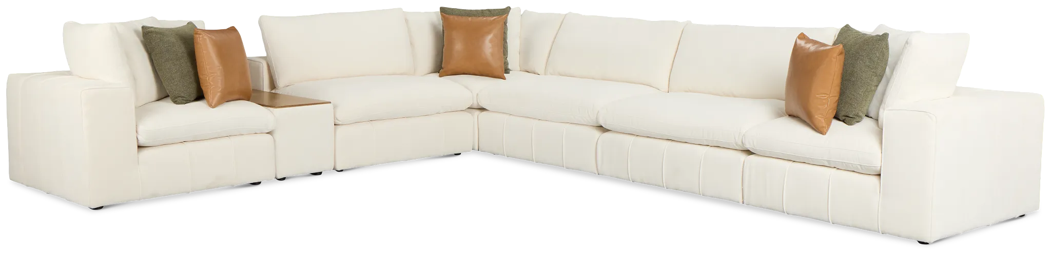 Cruz White Fabric 6-piece Modular Sectional