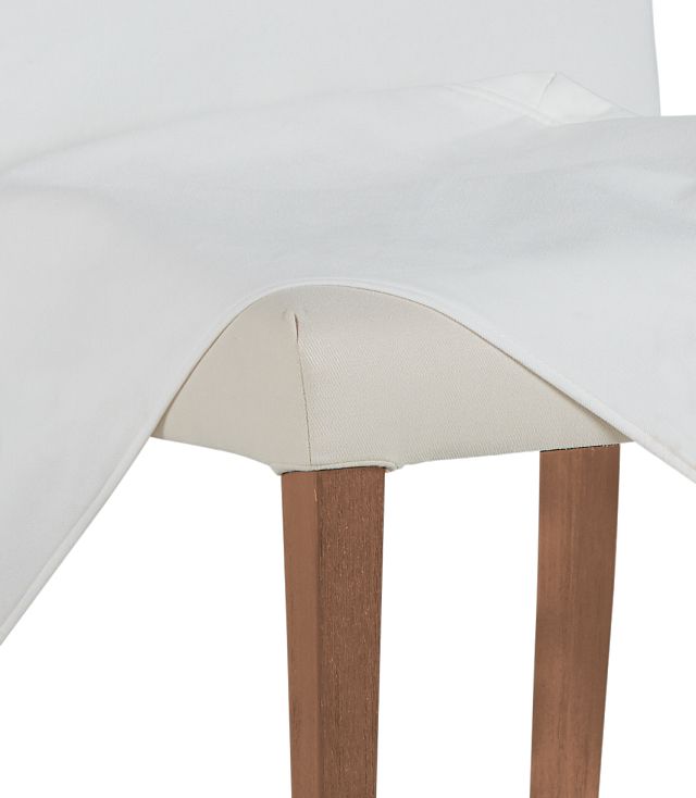 Destination White Long Slipcover Chair With Light Tone Leg (6)