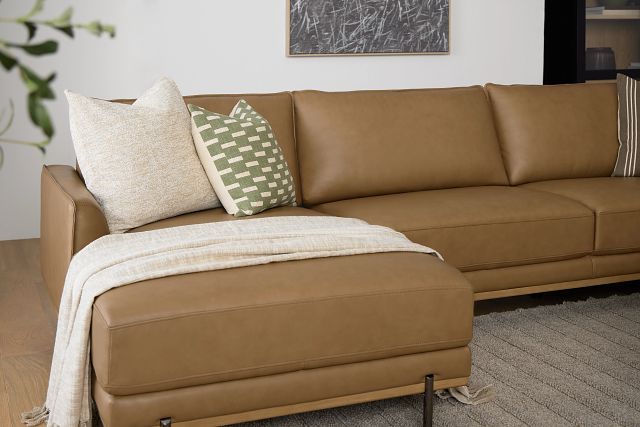 Tessa Light Brown Leather Left Chaise Sectional