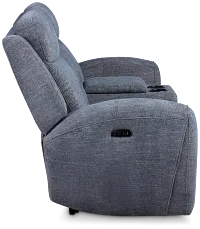 Walker Blue Fabric Reclining Console Loveseat