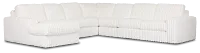 Teddy White Fabric Large Left Chaise Sectional