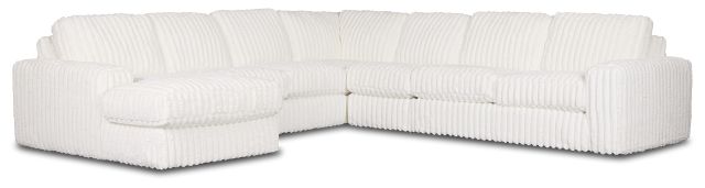Teddy White Fabric Large Left Chaise Sectional