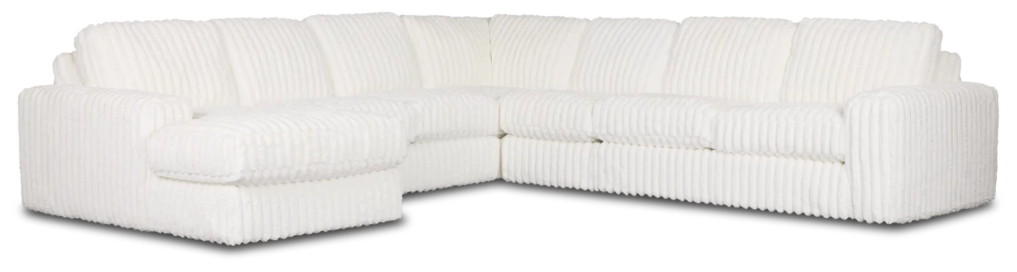 Teddy White Fabric Large Left Chaise Sectional