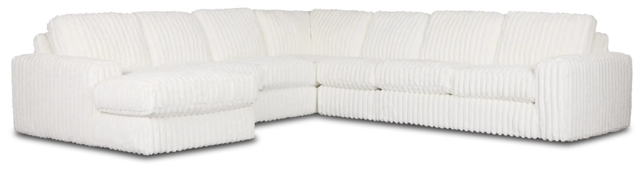 Teddy White Fabric Large Left Chaise Sectional Teddy White Fabric Large Left Chaise Sectional