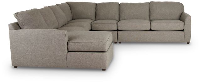 Asheville Brown Fabric Large Left Chaise Sectional