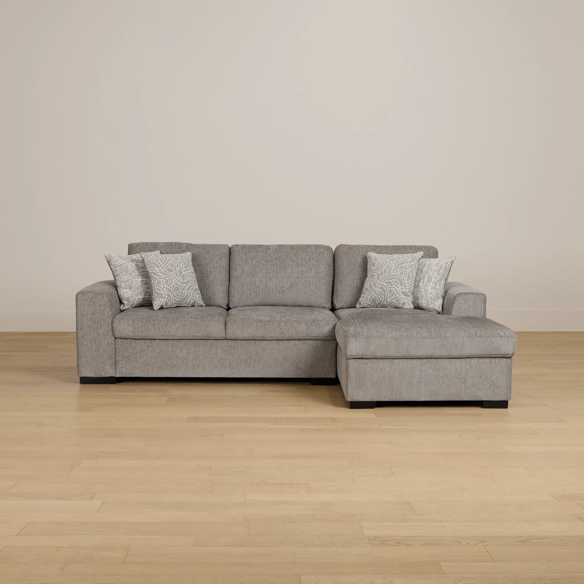 Blakely Gray Fabric Right Chaise Storage Sectional