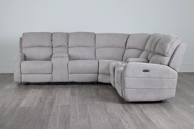 Piper Gray Fabric Medium Dual Power Reclining Sect With Dual Console