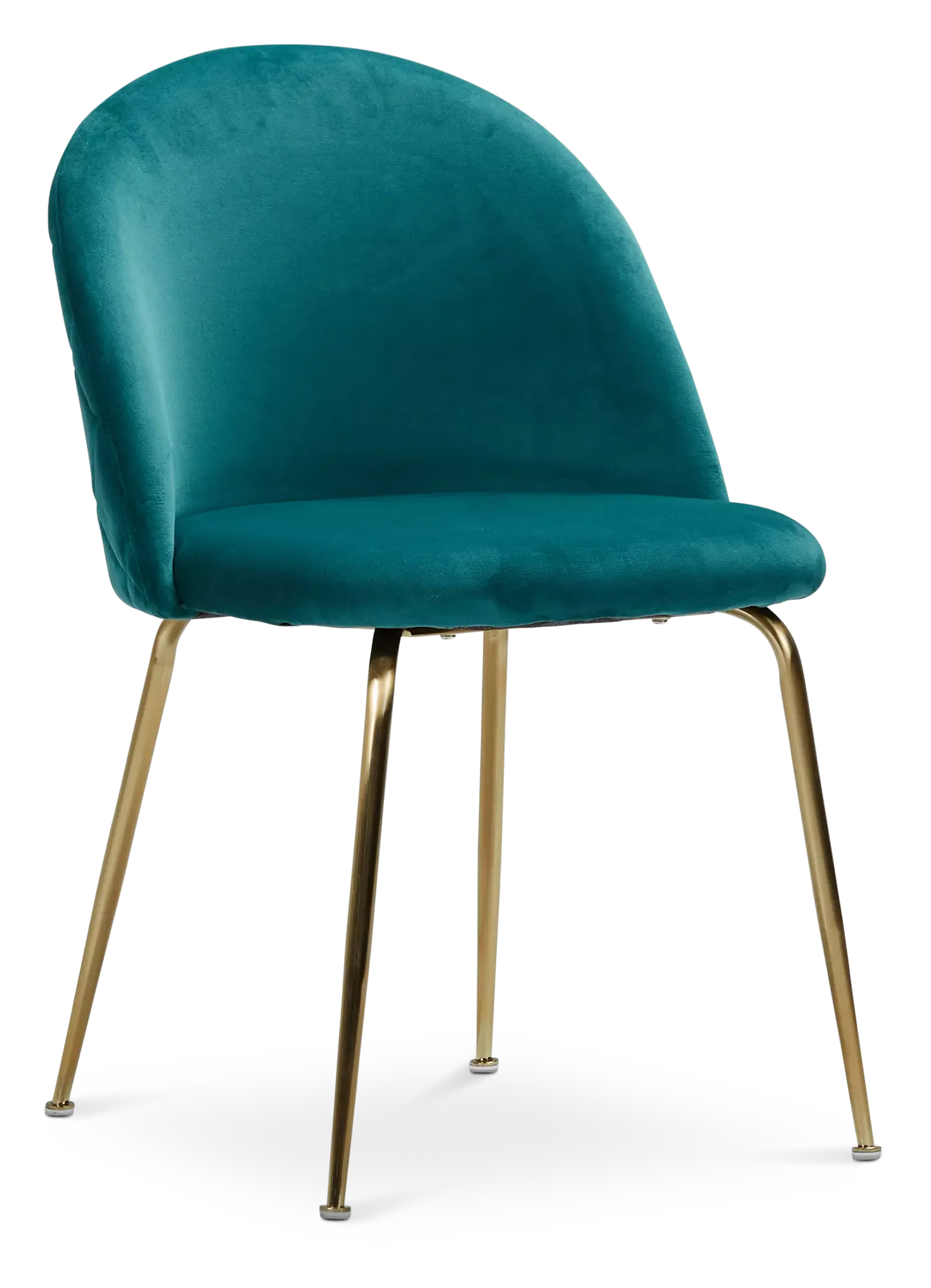 Capri Dark Teal Velvet Upholstered Side Chair W/ Gold Legs