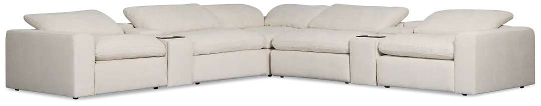 Drift Light Beige Fabric Large Dual Power Reclining Two-arm Sectional Drift Light Beige Fabric Large Dual Power Reclining Two-arm Sectional