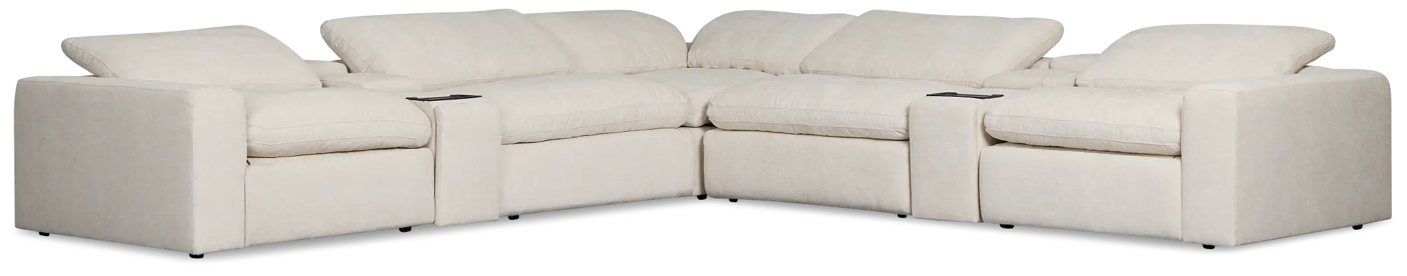 Drift Light Beige Fabric Large Dual Power Reclining Two-arm Sectional Drift Light Beige Fabric Large Dual Power Reclining Two-arm Sectional