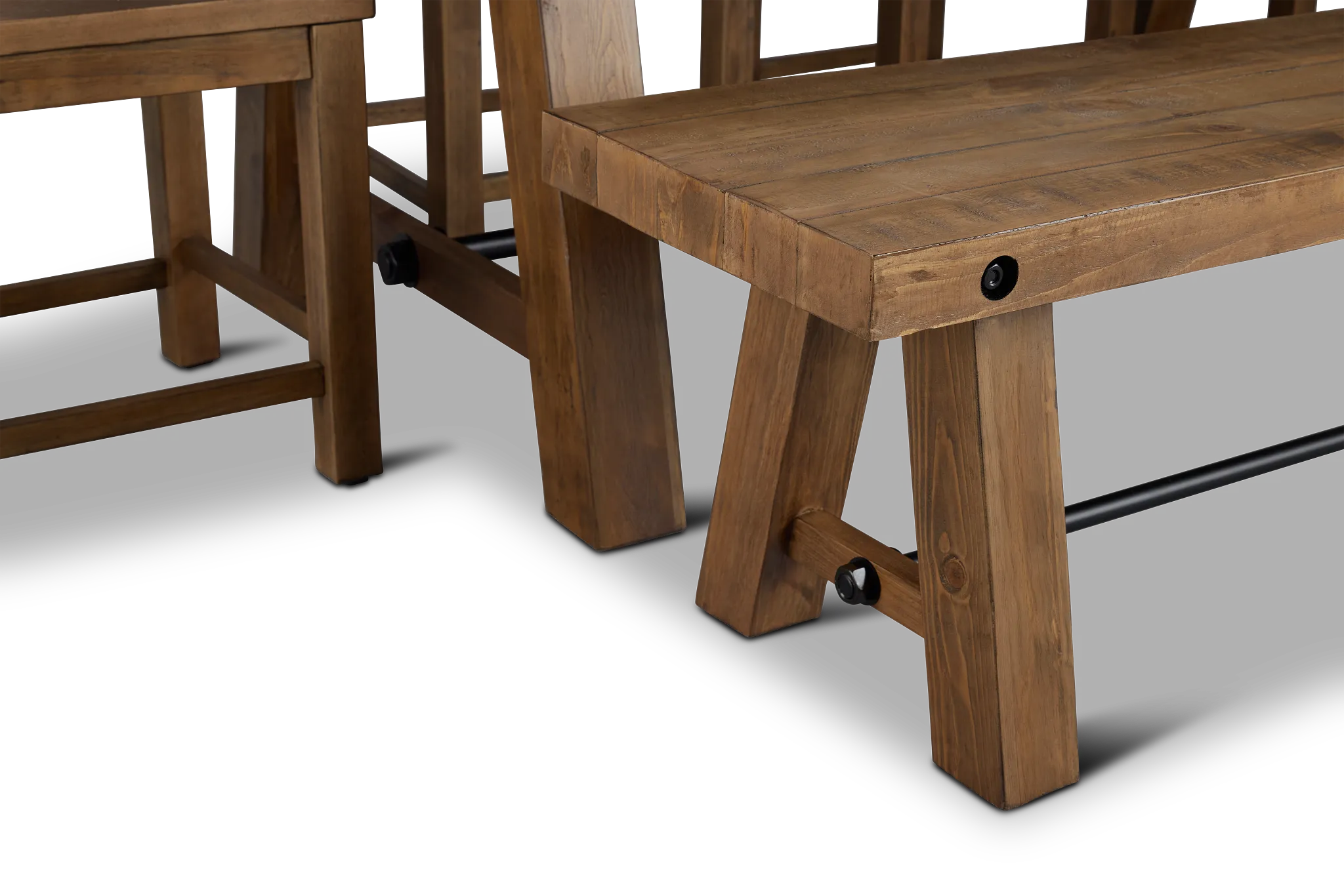 Maxton Mid Tone Rectangular Table With 4 Side Chairs & Bench