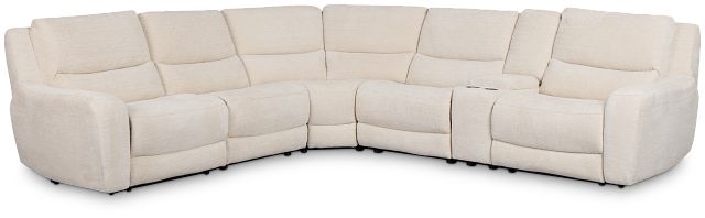 Bennett Light Beige Fabric Medium Dual Power 2-arm Reclining Sectional