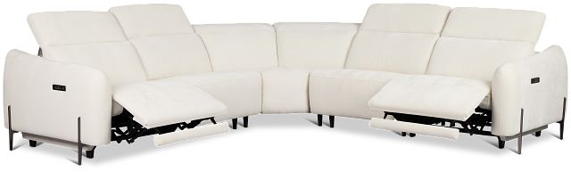 Zuri White Velvet Small Two-arm Power Reclining Sectional