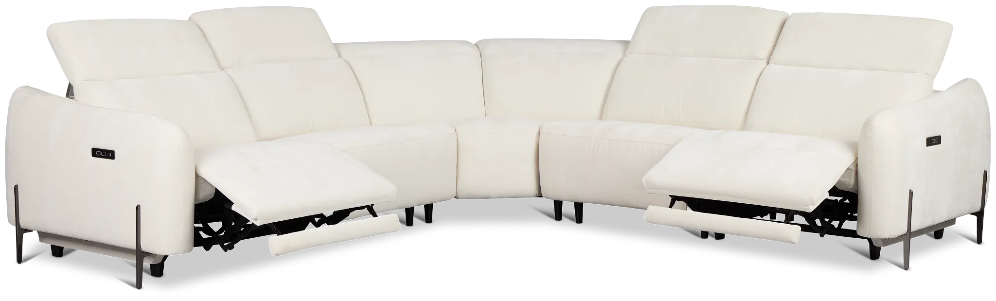 Zuri White Velvet Small Two-arm Power Reclining Sectional