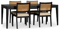 Pacific Black Rectangular Table & 4 Upholstered Chairs