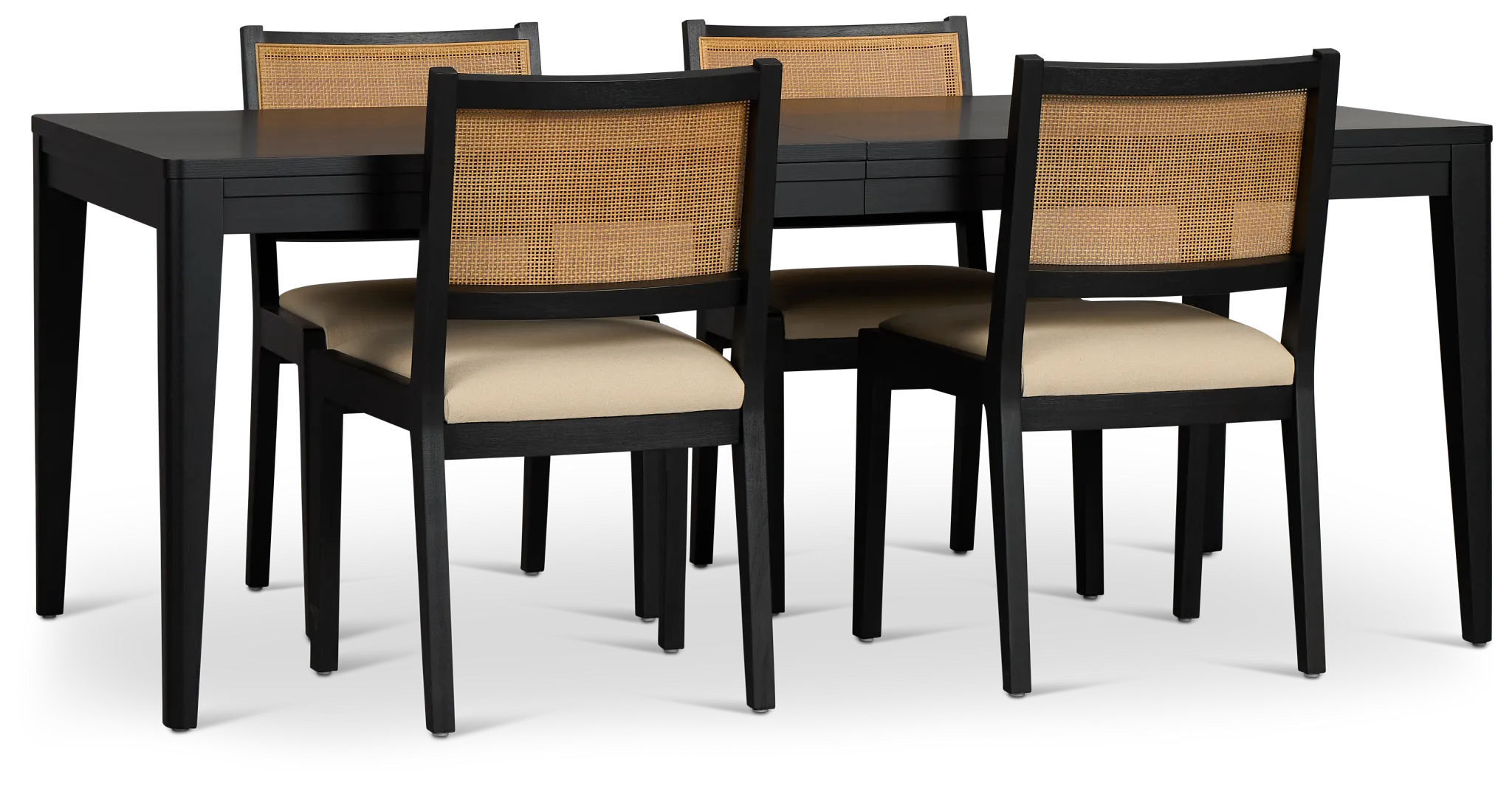 Pacific Black Rectangular Table & 4 Upholstered Chairs