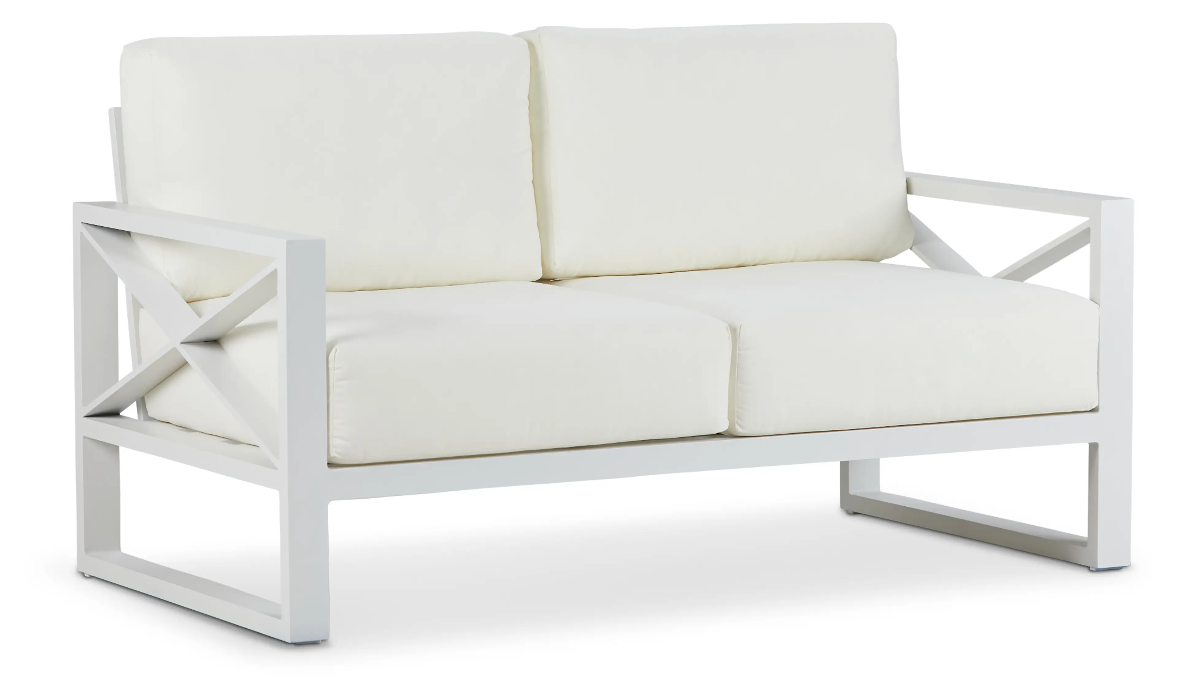 Linear White Aluminum Loveseat Linear White Aluminum Loveseat