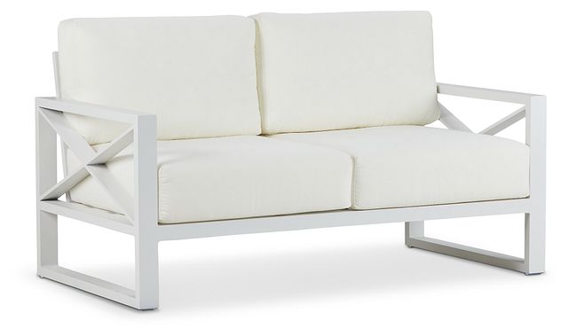 Linear White Aluminum Loveseat