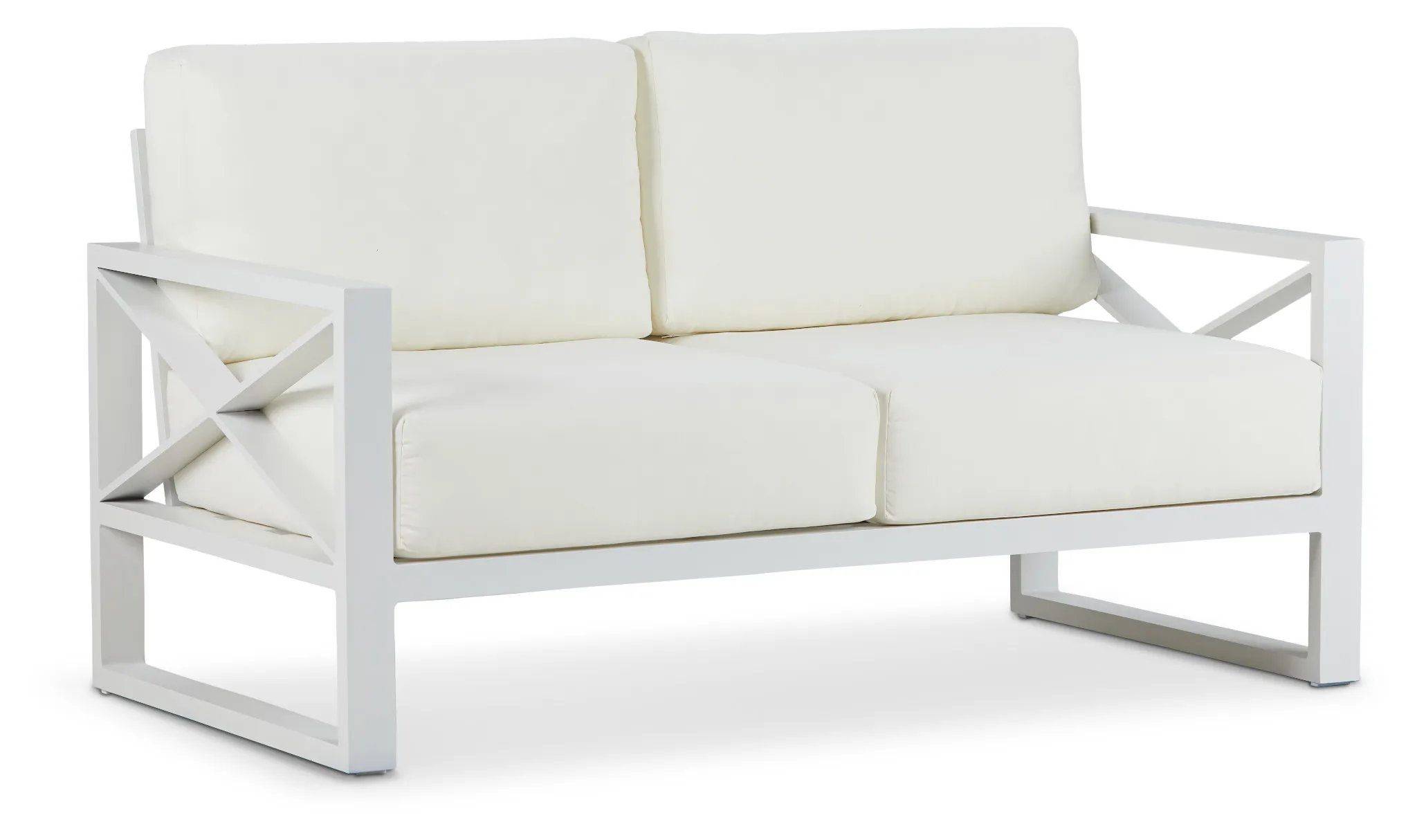 Linear White Aluminum Loveseat