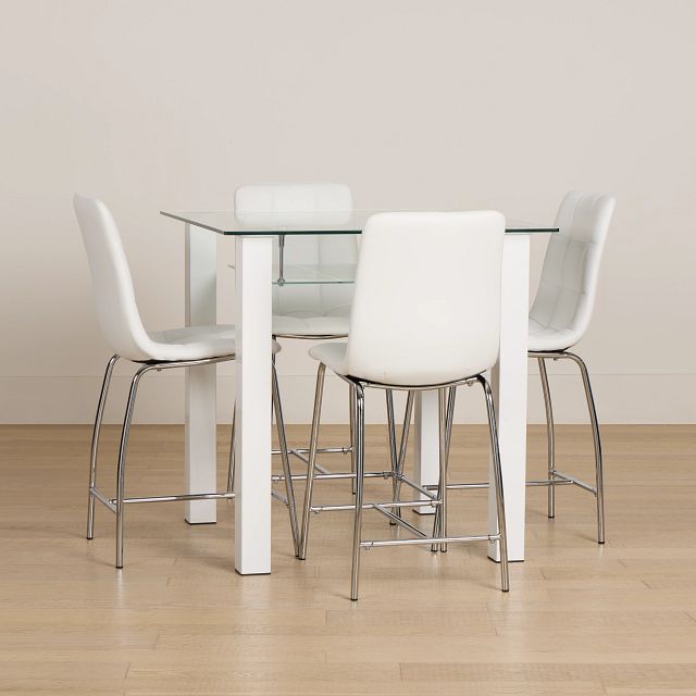 Vienna White Square High Table & 4 Barstools