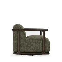 Coal Green Fabric Swivel Accent Chair