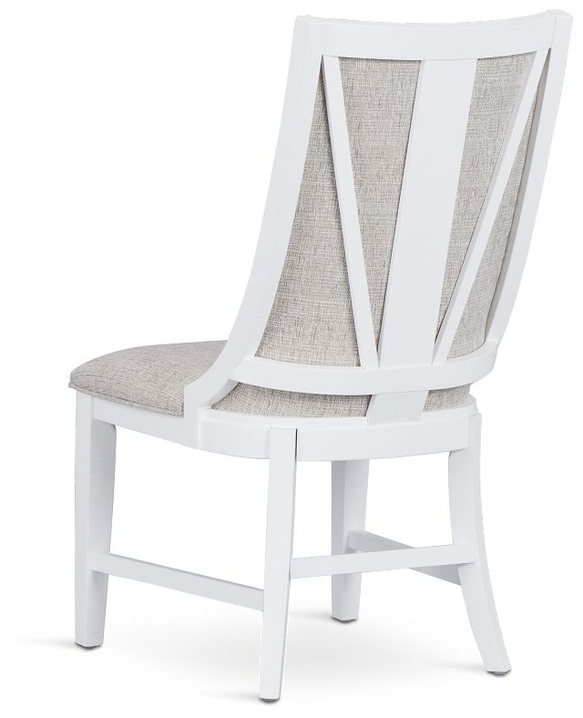 Heron Cove White Curved Upholstered Side Chair