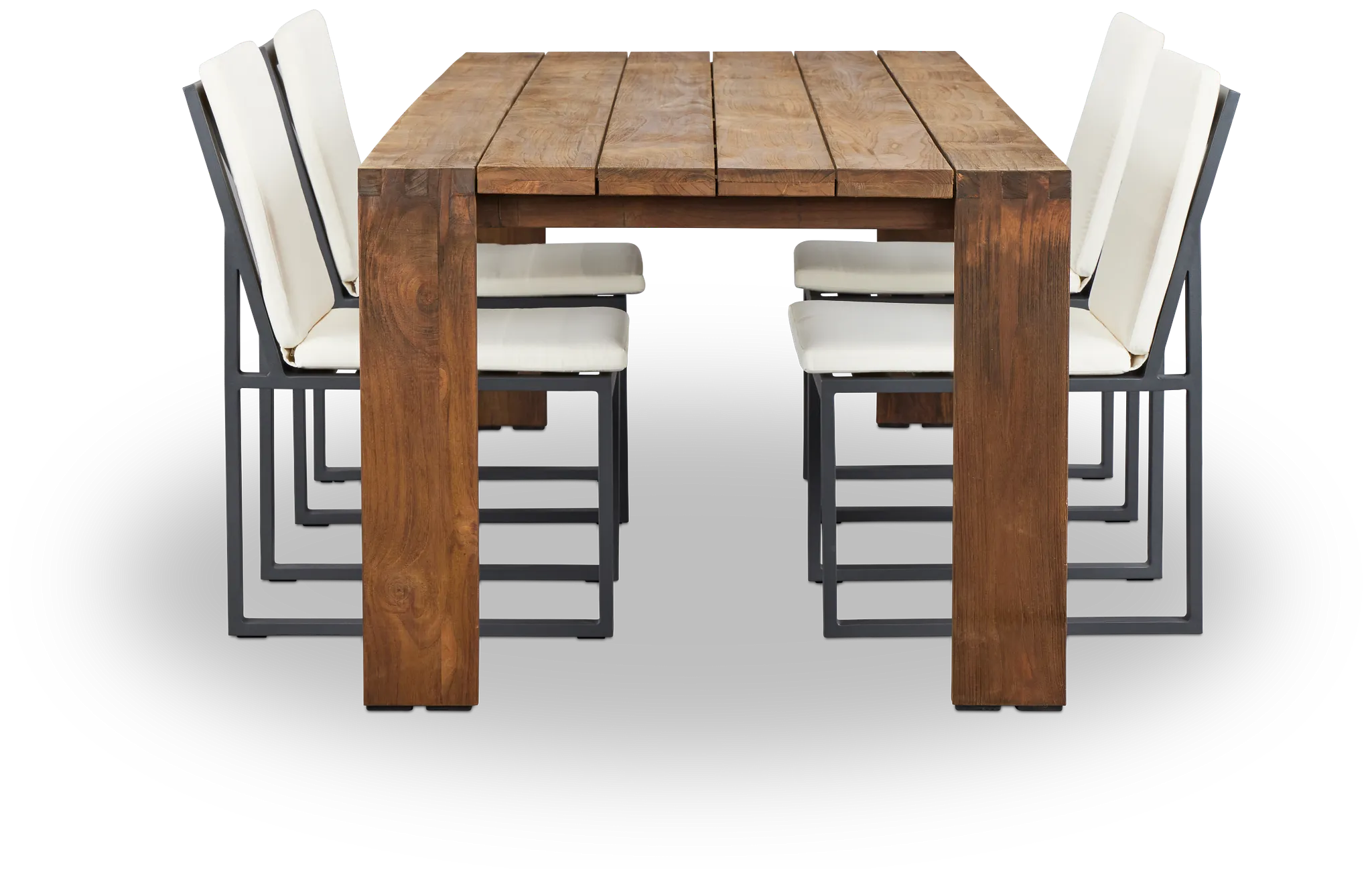 Linear Dark Gray White 102" Aluminum Table & 4 Cushioned Side Chairs