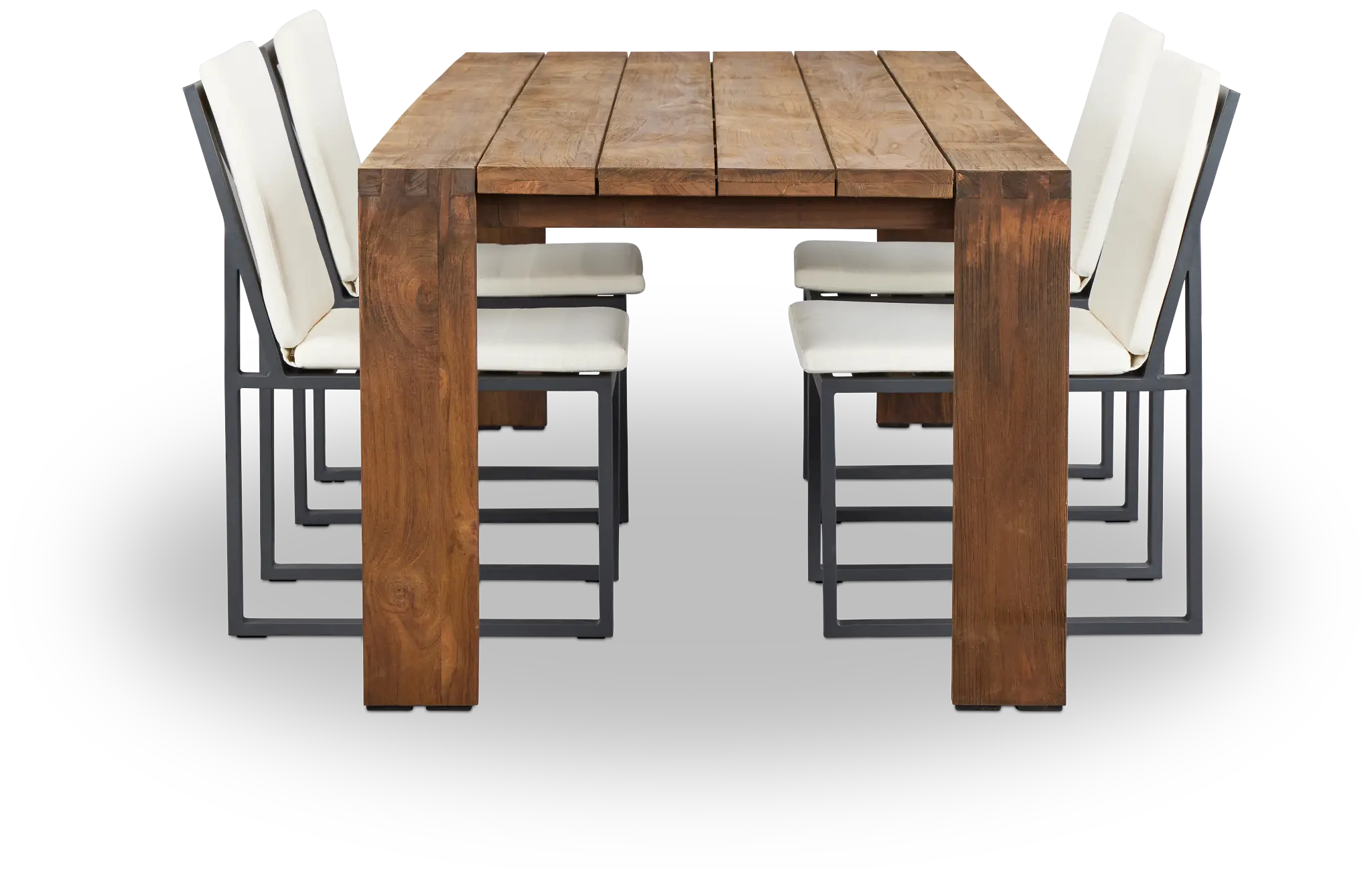 Linear Dark Gray White 102" Aluminum Table & 4 Cushioned Side Chairs Linear Dark Gray White 102" Aluminum Table & 4 Cushioned Side Chairs