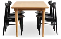 Stockton Light Tone Rect Table & 4 Wood Chairs