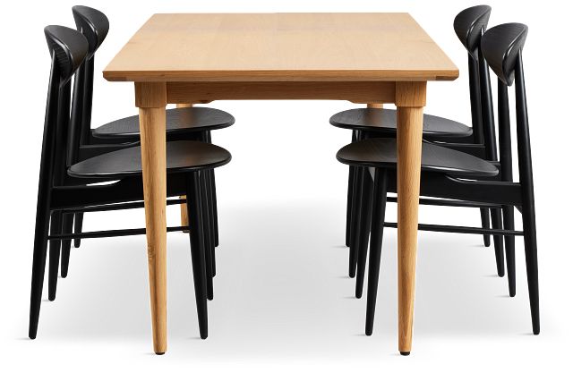 Stockton Light Tone Rect Table & 4 Wood Chairs
