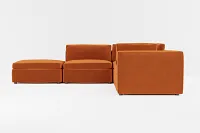 Destin Joya Orange Velvet 5pc Bumper Sectional
