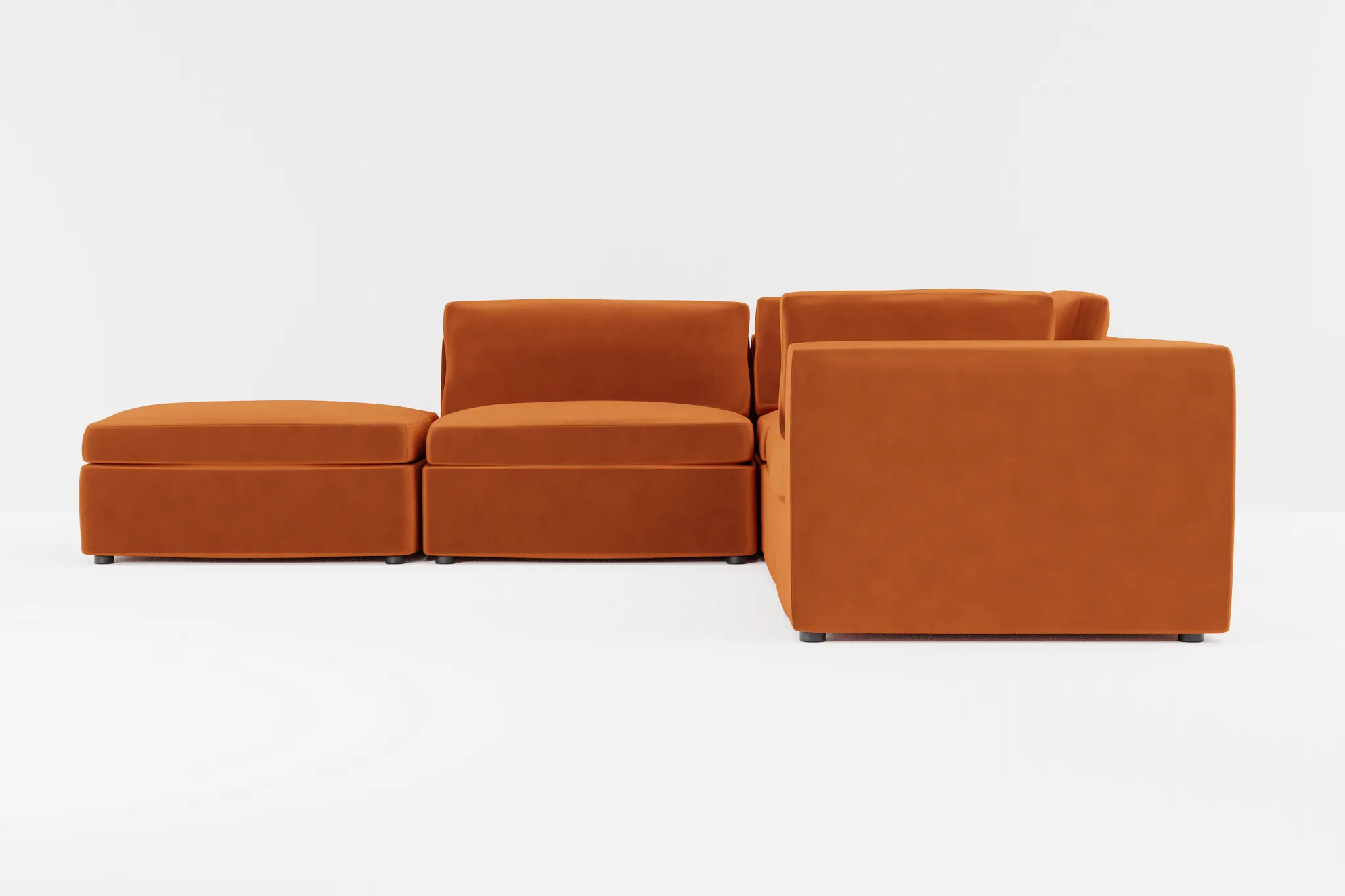 Destin Joya Orange Velvet 5pc Bumper Sectional