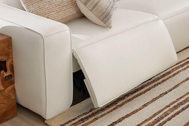 Tidal White Lthr/vinyl Medium Dual Power 2-arm Reclining Sectional