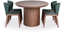 Nomad Mid Tone 94" Oval Table & 4 Dark Green Chairs W/ Mid-tone Legs