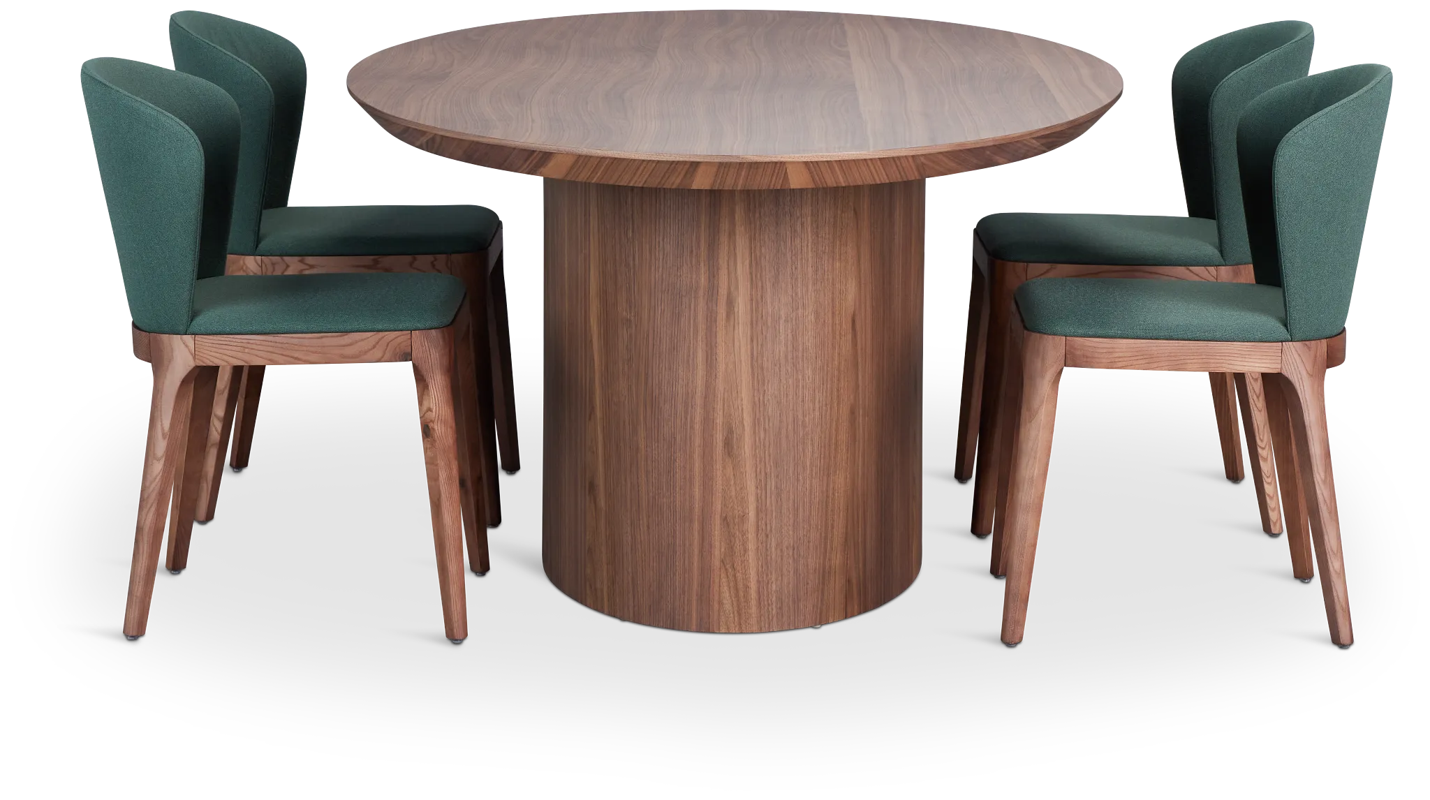 Nomad Mid Tone 94" Oval Table & 4 Dark Green Chairs W/ Mid-tone Legs