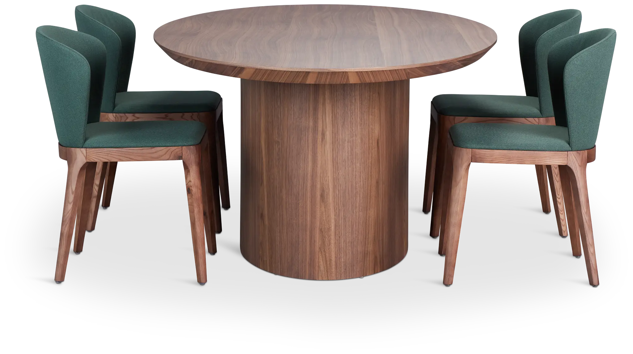Nomad Mid Tone 94" Oval Table & 4 Dark Green Chairs W/ Mid-tone Legs Nomad Mid Tone 94" Oval Table & 4 Dark Green Chairs W/ Mid-tone Legs