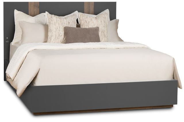 Brasilia Gray Platform Bed With Speaker