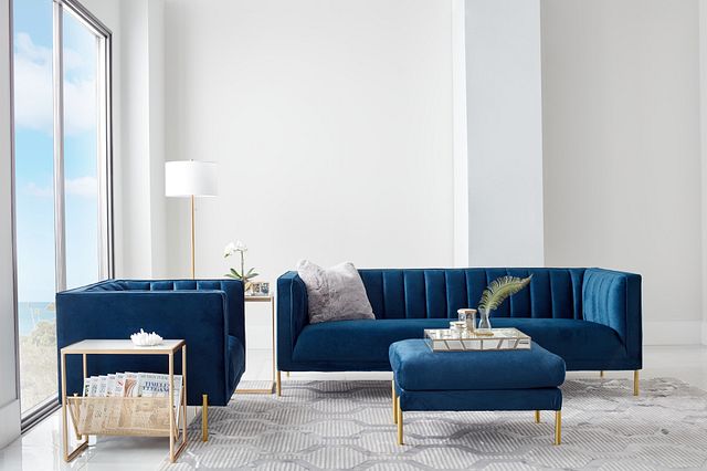 Bella Dark Blue Velvet Sofa