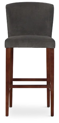 Bentley Dark Gray Velvet 30" Upholstered Barstool