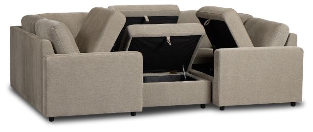 Addie Gray Fabric 6-piece Pit Storage Sectional