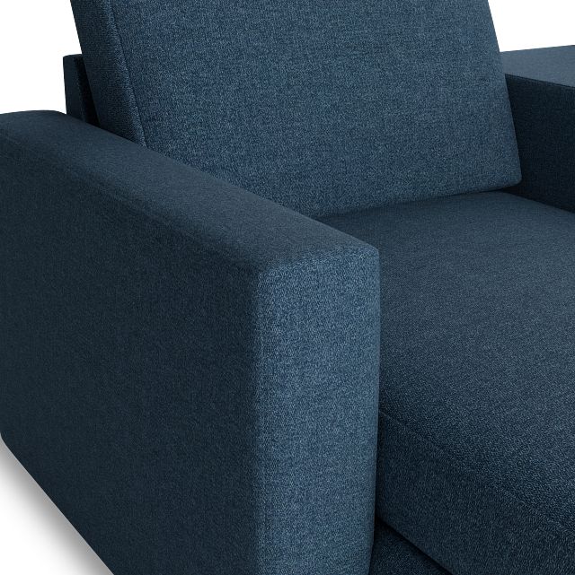 Citymod Blue Fabric Large Left Chaise Sectional With Media Console