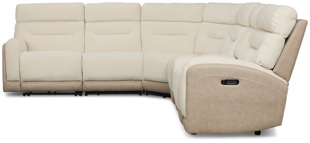 Travis Light Beige Fabric Medium Triple Power 2-arm Sectional