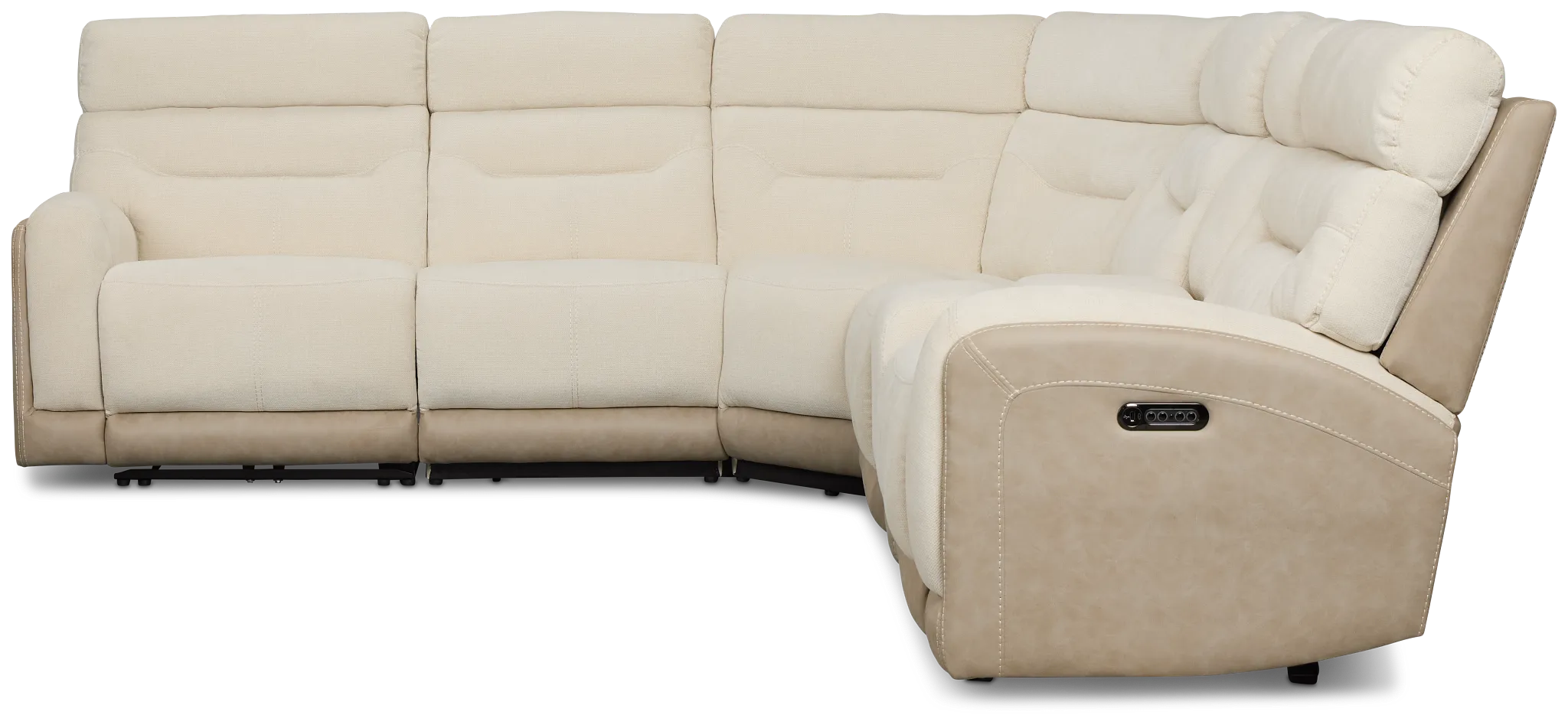 Travis Light Beige Fabric Medium Triple Power 2-arm Sectional