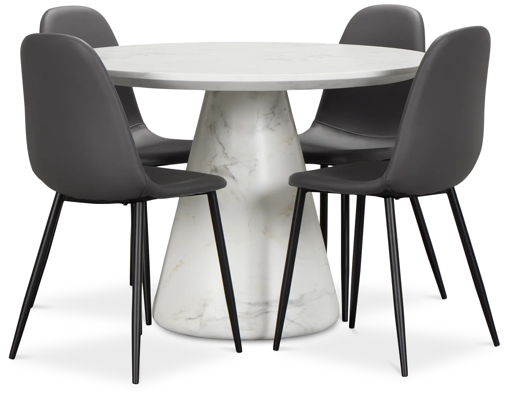 Merrick White Round Table & 4 Upholstered Chairs Merrick White Round Table & 4 Upholstered Chairs