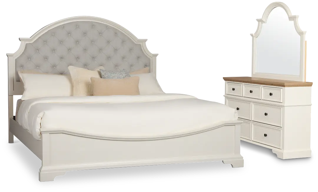 Charlotte White Uph Panel Bedroom With Two-tone Cases Charlotte White Uph Panel Bedroom With Two-tone Cases