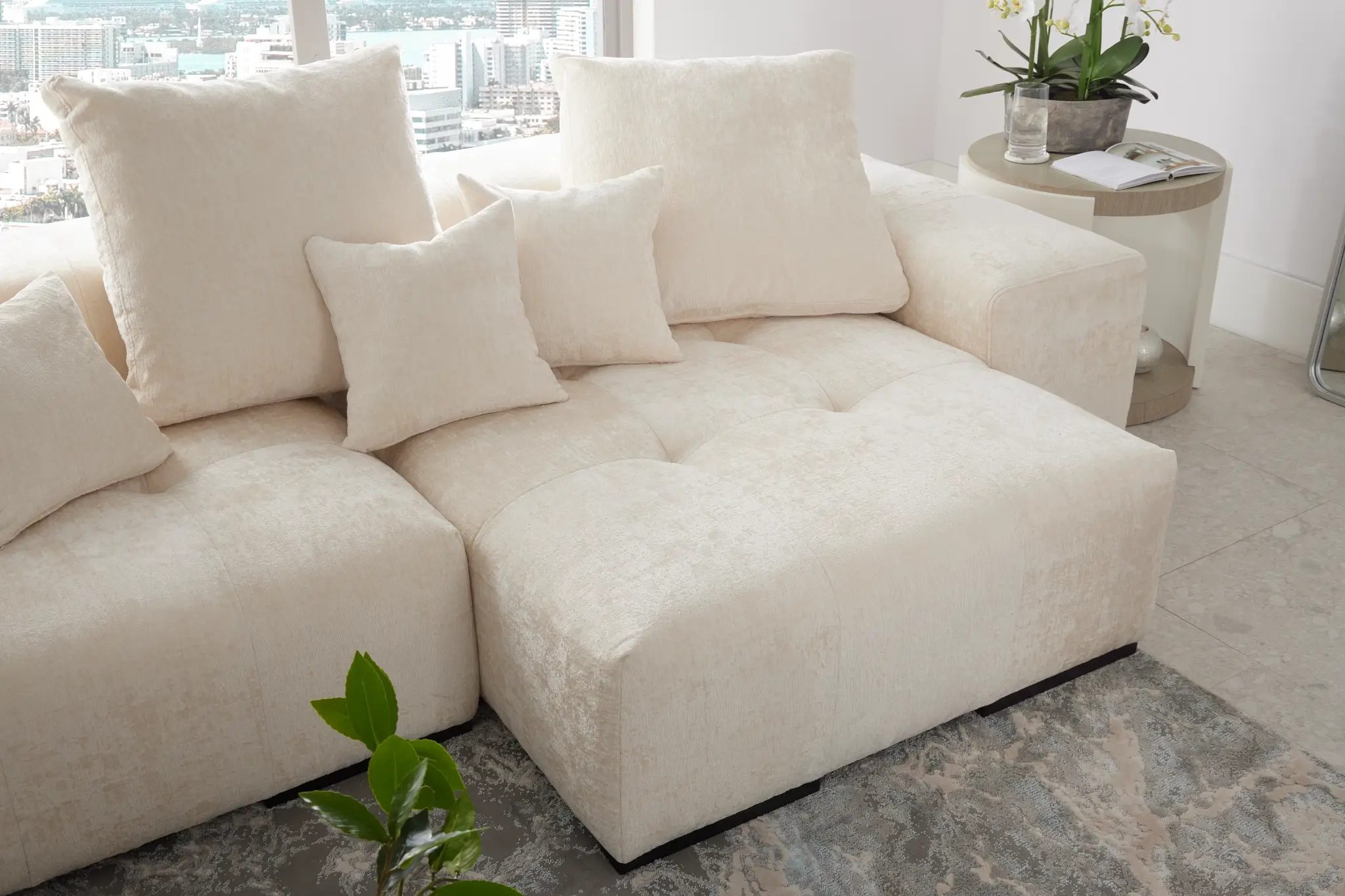 Skylar White Fabric Medium Right Chaise Sectional Skylar White Fabric Medium Right Chaise Sectional