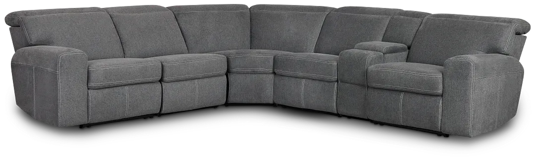 Callum Dark Gray Fabric Medium Triple Power 2-arm Sectional
